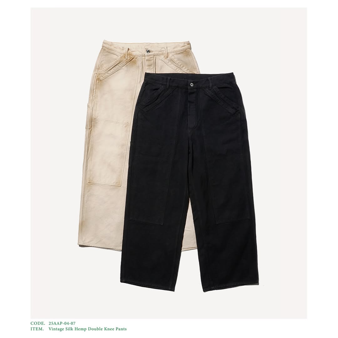 A.PRESSE 25AW Vintage Silk Hemp Double Knee Pants